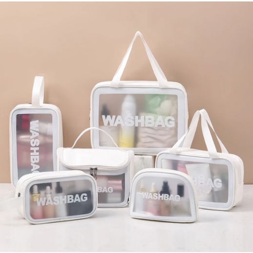 WATERPROOF TOILETRY ORGANIZER SET - 6 PIECES - WHITE