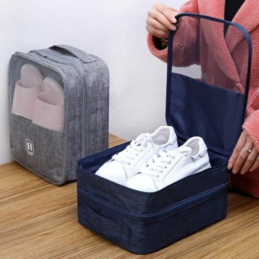 PORTABLE TRAVEL SHOE BAG BLACK